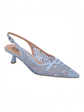 Bibi Lou Women Briar Celeste Blue Lace Mesh Slingback Pointed Toe Pump Size 10